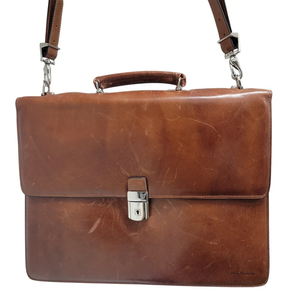 Jack George Elements Professional Leather Expandable Adult Unisex Briefcase